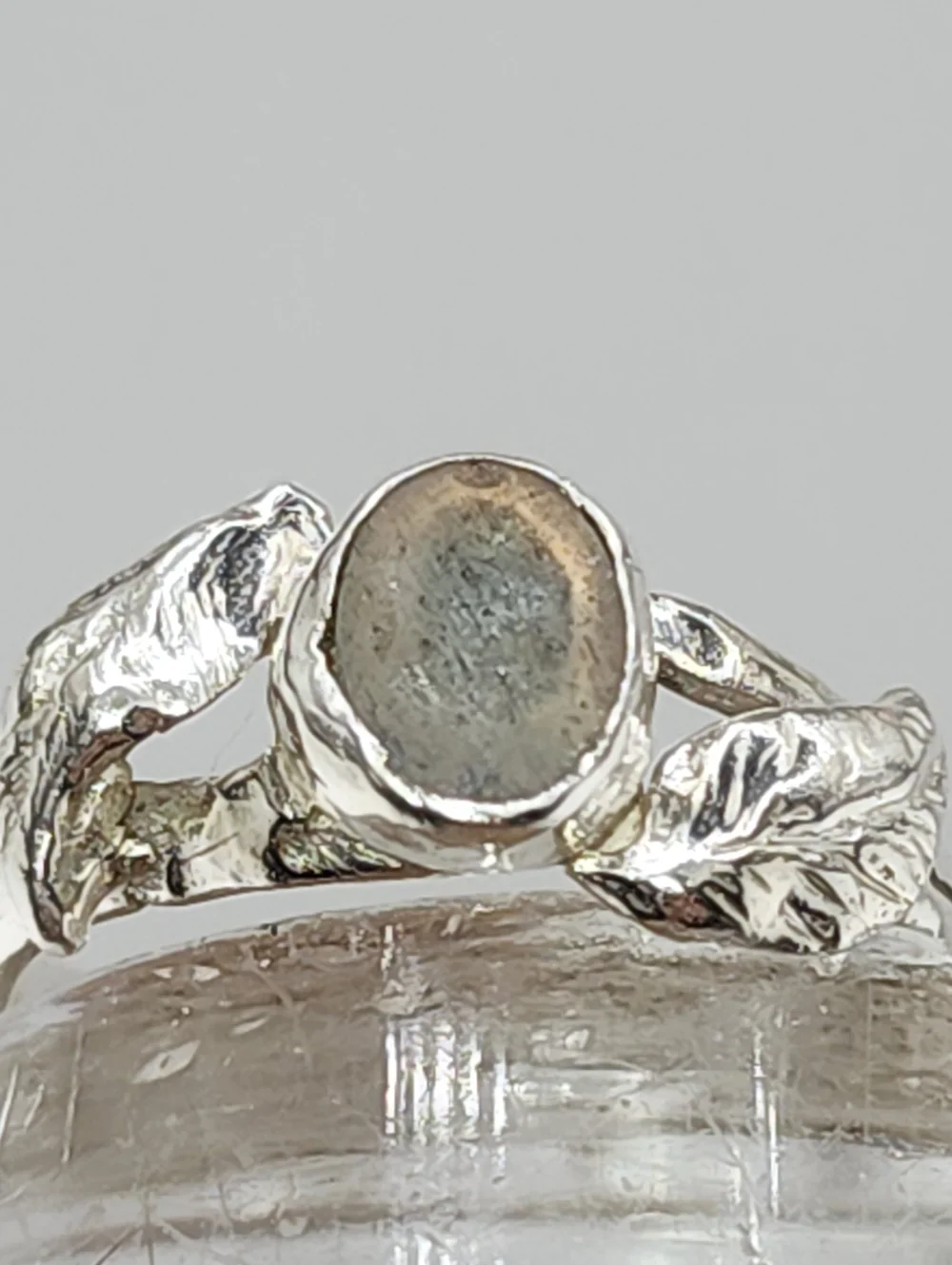 LABRADORITE RING HANDMADE WITH STERLING SILVER RECYCLED METAL SZ 7
